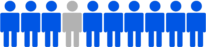 line art of men figures with one figured colored blue